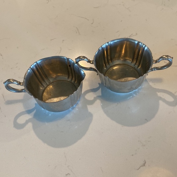 1930s New Amsterdam Silver Co Pewter P24 2 Piece Set 1.75” Creamer & Sugar Bowl - Picture 5 of 5